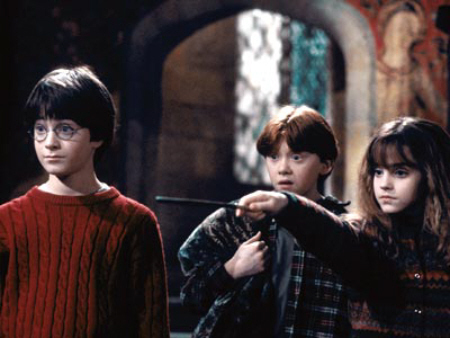Aren't they cute! Harry, Hermoine & Ron from Sorcerer's Stone (screenshot)