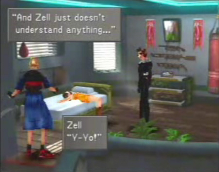 Zell's Room Final Fantasy VIII. Selphie's reaction... Lays on bed!